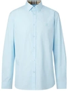 Burberry Sherwood Monogram Motif Slim Fit Stretch Poplin Button-up Shirt In Blue