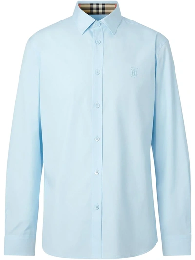 Burberry Sherwood Monogram Motif Slim Fit Stretch Poplin Button-Up Shirt, Nordstrom