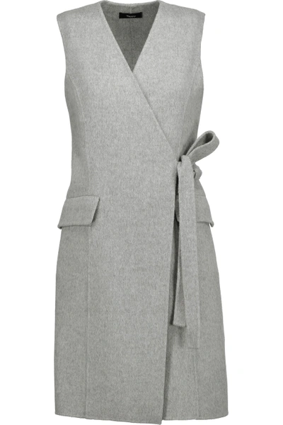 Theory Livwilth Wrap-effect Wool And Cashmere-blend Dress