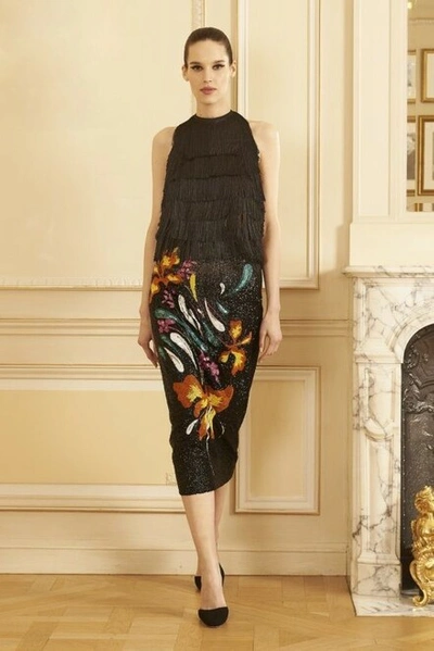 Georges Hobeika Embroidered Halter Top And Pencil Skirt