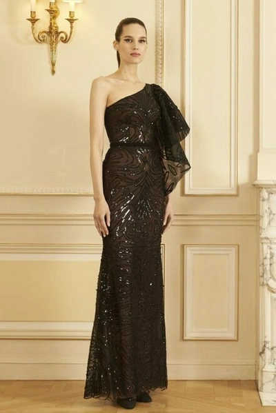Georges Hobeika One Shoulder Beaded Tulle Gown