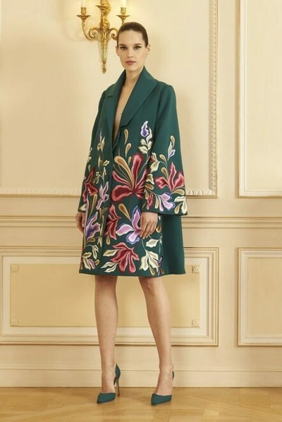 Georges Hobeika Over-sized Beaded Laine Coat