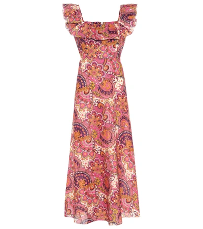 Zimmermann Carnaby Floral Linen Dress In Pink