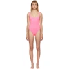 Hunza G + Net Sustain Open-back Seersucker Swimsuit In Pink