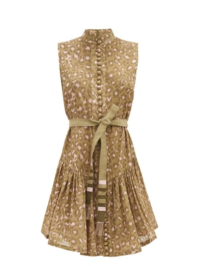 Zimmermann Carnaby Leopard-print Cotton Dress In Khaki Leopard