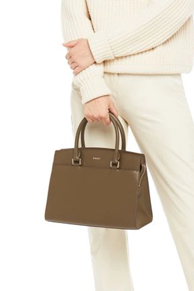 Dkny Sutton Textured-leather Tote In Army Green