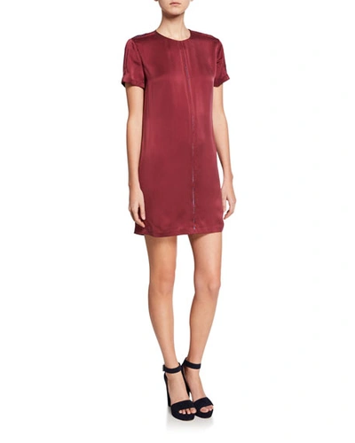 Equipment Noemy Short-sleeve Mini Shift Dress In Tawny Port