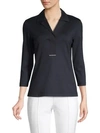 Lafayette 148 Plus-size Swiss Cotton Rib Magda Top In Ink