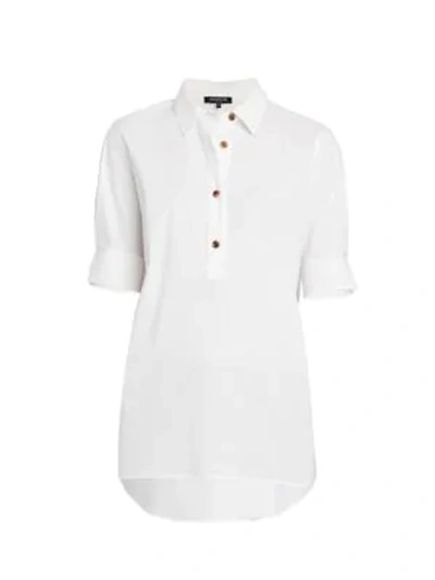 Lafayette 148 Plus-size Italian Stretch Cotton Boyes Shirt In White