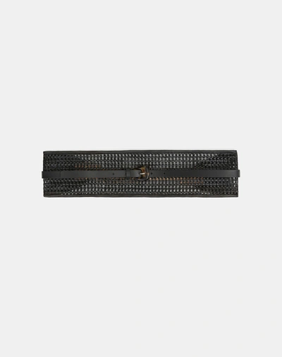 Lafayette 148 Woven Leather Obi Belt In Black