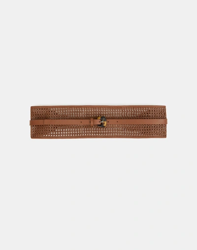Lafayette 148 Woven Leather Obi Belt In Brown