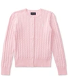 Ralph Lauren Kids' Toddler Girls Cable-knit Cotton Cardigan In Hint Of Pink