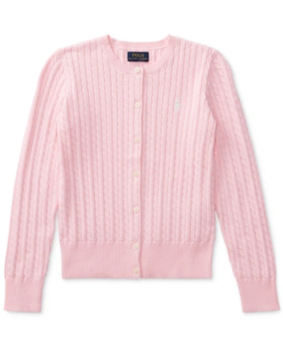 Ralph Lauren Kids' Toddler Girls Cable-knit Cotton Cardigan In Hint Of Pink