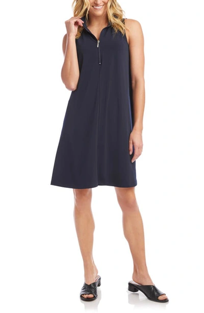 Karen Kane Travel Half Zip Shift Dress In Navy