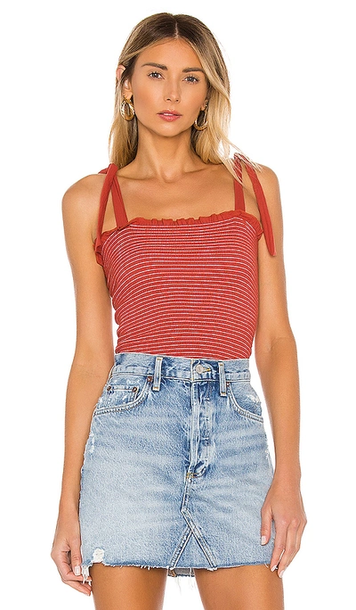 Nation Ltd April Smocked Tank In Vintage Red