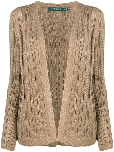 Polo Ralph Lauren Open Front Knit Cardigan In Brown