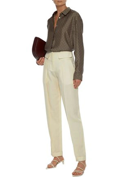 Theory Polka-dot Silk-twill Shirt In Army Green