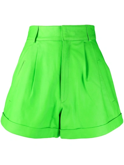 Manokhi High-waisted Leather Shorts In Neon Green