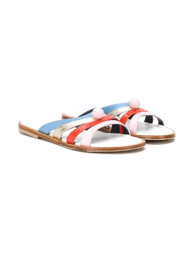 Marni Teen Colour-block Strap Sandals In Pink