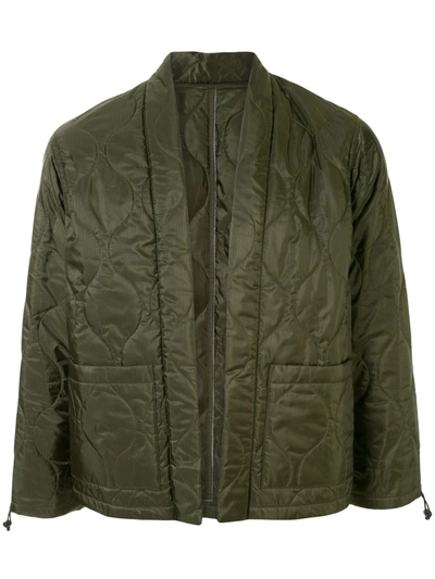 Sophnet Quilted Open Front Jacket In Green
