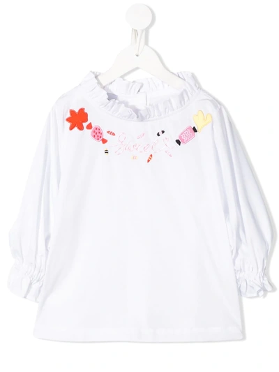 Raspberry Plum Teen Sugar Embroidered Blouse In White