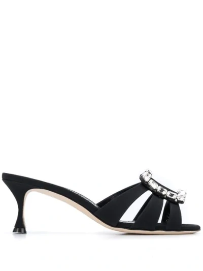 Manolo Blahnik Ticuna Embellished Mules In Black