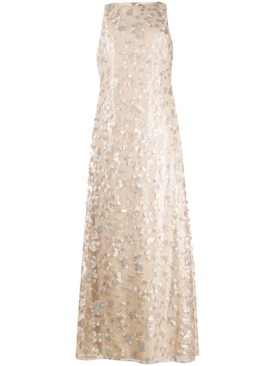 Polo Ralph Lauren Sequin-embroidered Sleeveless Gown In Neutrals