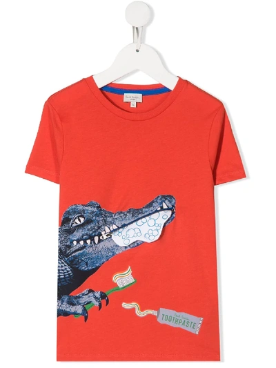 Paul Smith Junior Teen Kelly Crocodile-print T-shirt In Red