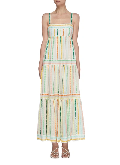 Zimmermann Amelie' Embroidered Tiered Sundress In Multi-colour