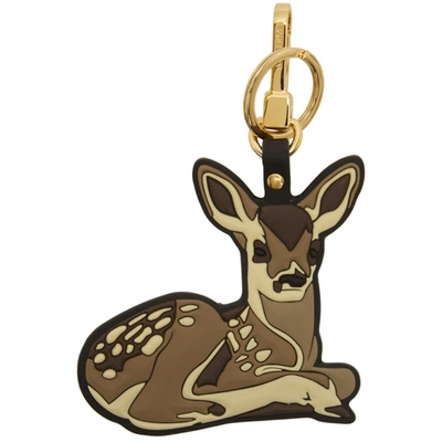 Burberry 2d Silicon Deer Key Holder In Brown/multicoloured