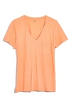 Madewell Whisper Cotton V-neck Pocket Tee In Ripened Melon