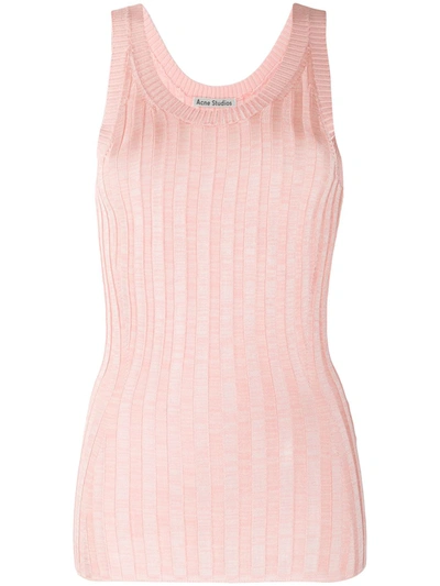 Acne Studios Wide Rib Knitted Vest In Peach