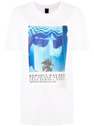 Romance Was Born Logo Print T-shirt In White/blue