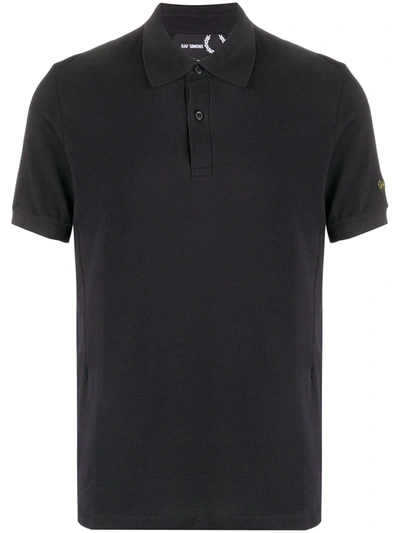 Raf Simons X Fred Perry Embroidered Sleeve Polo Shirt In Black