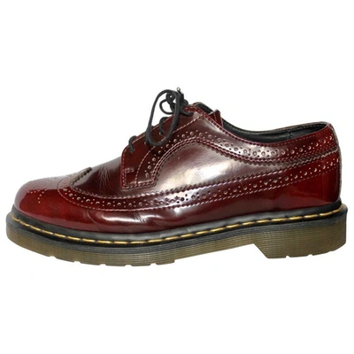 Pre-owned Dr. Martens' 3989 (brogue) Patent Leather Lace Ups In Burgundy