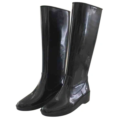 Pre-owned Fendi Wellington Boots In Black