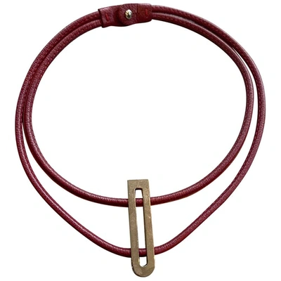 Pre-owned Delvaux Burgundy Leather Necklace