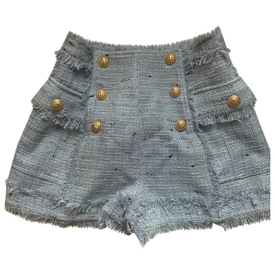 Pre-owned Balmain Blue Tweed Shorts