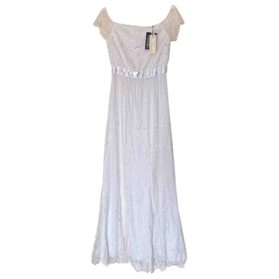 Pre-owned Alice And Olivia Glitter Maxi Dress In White