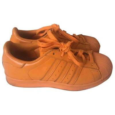 Pre-owned Adidas X Pharrell Williams Leather Trainers In Orange