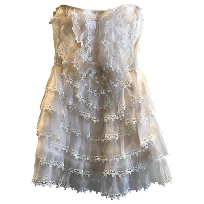 Pre-owned Temperley London Silk Mini Dress In Ecru