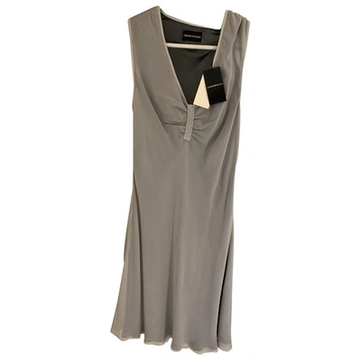 Pre-owned Emporio Armani Silk Mid-length Dress In Grey