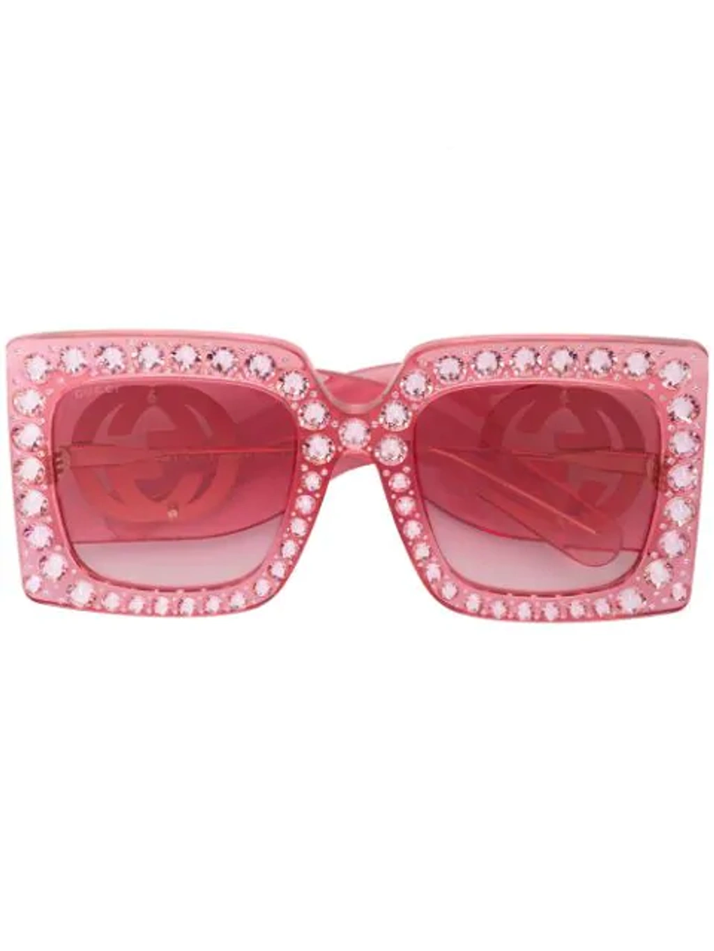 GUCCI HOLLYWOOD FOREVER OVERSIZED SQUARE RAINBOW EMBELLISHED CRYSTAL SUNGLASSES RARE GUCCI HOLLYWOOD FOREVER OVERSIZED SQUARE GOLD RAINBOW  main image 2
