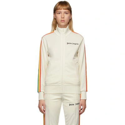 Palm Angels Rainbow Track Jacket In Off Wht/mul