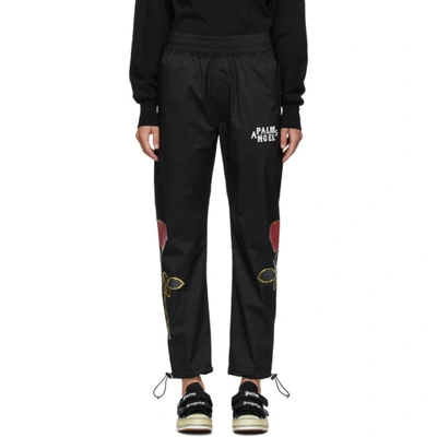 Palm Angels Black Rose Lounge Pants In Black/red