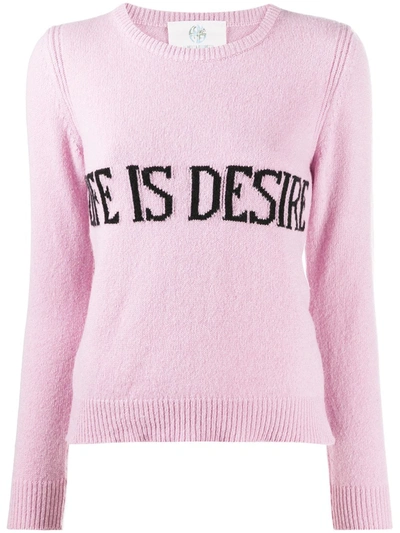 Alberta Ferretti Knit Intarsia Cashmere & Wool Sweater In Pink/black