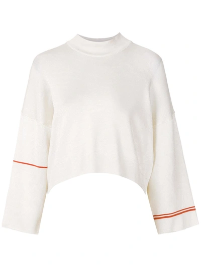 Osklen Cropped Striped Sleeve Jumper In White