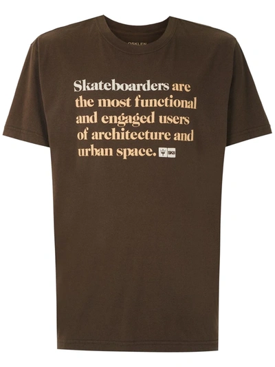 Osklen Slogan-print Cotton T-shirt In Brown