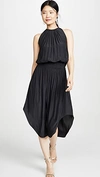 Ramy Brook Audrey Sleeveless Halter Drop Waist Midi Dress In Black