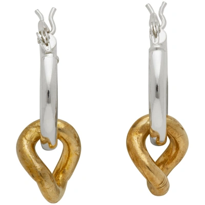 Laura Lombardi Silver And Gold Onda Earrings In Silverbrass